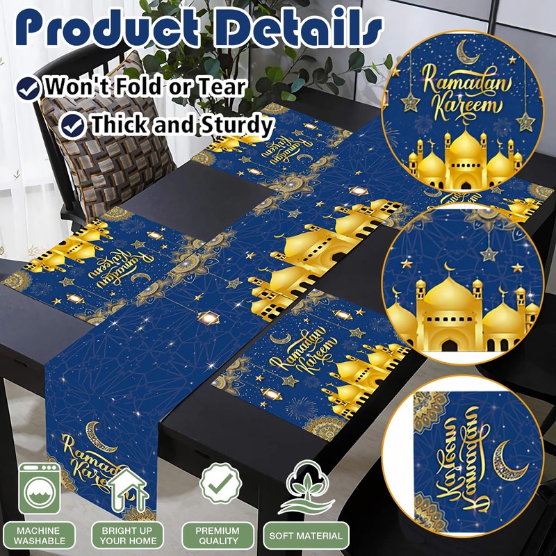 Eid Mubarak Table Runner, Splendid Ramadan Decorations for Home -