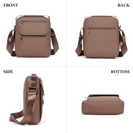 Men Leather Handbags Shoulder Bags Messenger Business Bag Crossbody Satchel Sling Waterproof Travel Bag Daily Man Bag with Adjustable (brown)