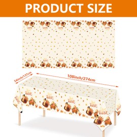 3pcs Thanksgiving Turkeys Party Tablecloth Fall Turkeys Party Table Cover Plastic Thanksgiving Disposable Rectangle Birthday Party Table Cloth 54" x 108"