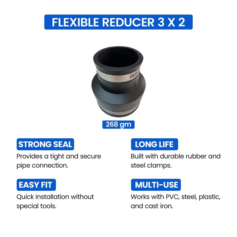 Aqua Universe 3" x 2" Flexible Reducer with Hose Connectors