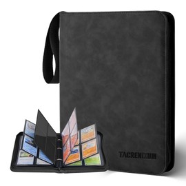 Tacrenixum 400 Pockets Card Holder Album with 50 Removable Sleeves for，Pokemon Card Collection Binder, Yugioh Cards Binder, MTG Binder (black, 4)