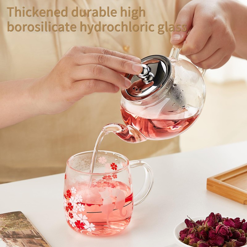 Glass Teapot with Removable Infuser, 27 oz/800ml Glass Tea Pot