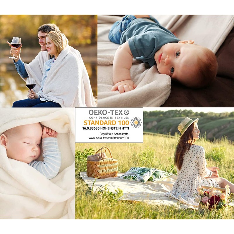 heimtexland Cuddly Blanket, Fluffy Flannel Blanket, Warm OEKO-TEX Bedspread Throw,