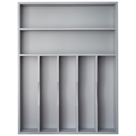 Besilord Silverware Organizer Kitchen Drawer Organizer Utensil Organizer Bamboo Silverware Holder Cutlery Organizer in Drawer Flatware Organizer Tray(7 slots, Gray