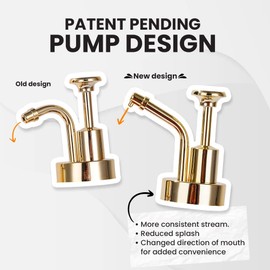 Molimoli Coffee Syrup Dispenser for Coffee Bar, Coffee Pump Dispenser, Glass Syrup Bottle w. Pump, 11.8 oz 350 ml, Set of 2, Gold Upgraded Pump