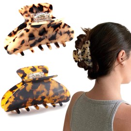 2 Pack Hair Claw Clips for Women Tortoise Shell Large Claw Hair Clips for Thin to Thick Hair