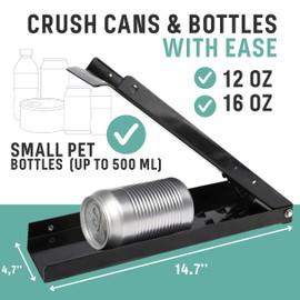 Foot Can Crusher for Recycling – Black Metal Heavy Duty Can Crusher Foot Operated Manual Press Tool for Home and Portable Soda Bottle Smashing