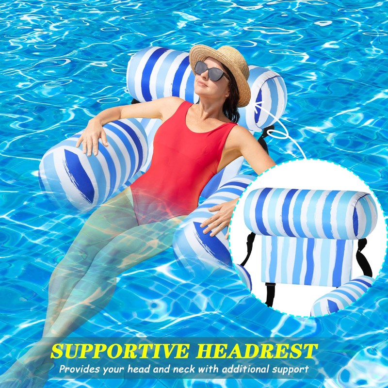 Blueweenly 6 Pcs Inflatable Pool Floats Chairs Adult Floating Lounge
