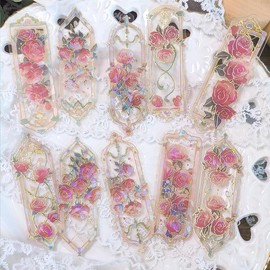 Summer Vintage Floral Pattern Bookmark, 10pcs/pack Creative Decorative Bookmark for Book, DIY Decorative Material for Scrapbooking & Journal Making, Gifts for Boys Girls Students, Fall Decor, Men Gifts:_Pink And White_one-size