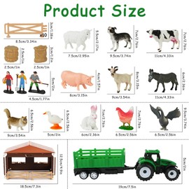 HOTUT Farm Animal Figures Toys, 11 PCS Farm House Barn Playset, Realistic Farmyard Animal Figurines, Kids Farm Animals Toys, Mini Plastic Farm Animals Figures for 3+ Childrens