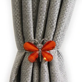 Just Contempo Magnetic Holdback Pair, Metal, Orange Butterfly, 36 cm