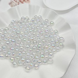 Daiyifiy 900 Pcs 6mm Acrylic Round Beads AB Colors Craft Beads Round Spacer Beads with Holes for DIY Craft Making Necklace Bracelet Earring Ornament(19- Transparent White)