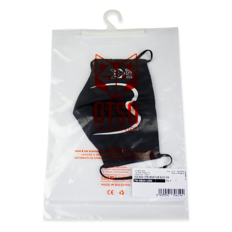 Otso Moustache Black Reusable Face Mask with 3 Layers