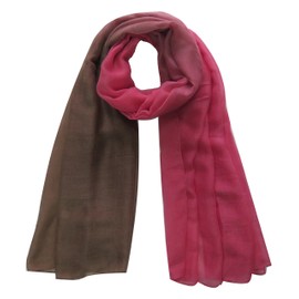 Lina & Lily Women's Bi Color Ombre Scarf Hijab Head Wrap Lightweight (Coral-Khaki)