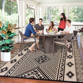 HiiARug Outdoor Rug for Patios 6'x9' Outdoor Plastic Straw Rug Waterproof Patio Porch Rug Reversible RV Mat Outdoor Area Rugs for Outdoors, RV, Patio, Backyard, Deck, Camping