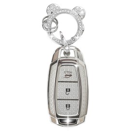 ZVRSUA Car Key Protective Case Fits Hyundai, Key Cover TPU Car Key Case Compatible with Hyundai i10 i30 ix25 ix35 IG Santa Fe Kona Elantra Grandeur Solaris Azera Tucson, silver