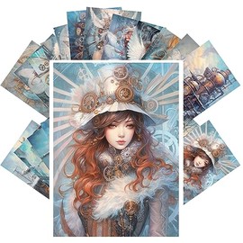 PIXILUV Vintage Postcards (24 pcs 4"x6" each) Cool Steampunk Machines and People Vintage Postcards Retro Greeting Card Book Illustration Reprint