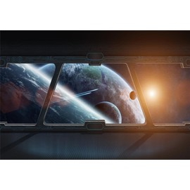 AOFOTO 10x7ft Spaceship Interior with Window View On Planet Backdrop Universe Exploration Science Fiction Spacecraft Photography Background Space Station Photo Booth Studio Props Vinyl Wallpaper