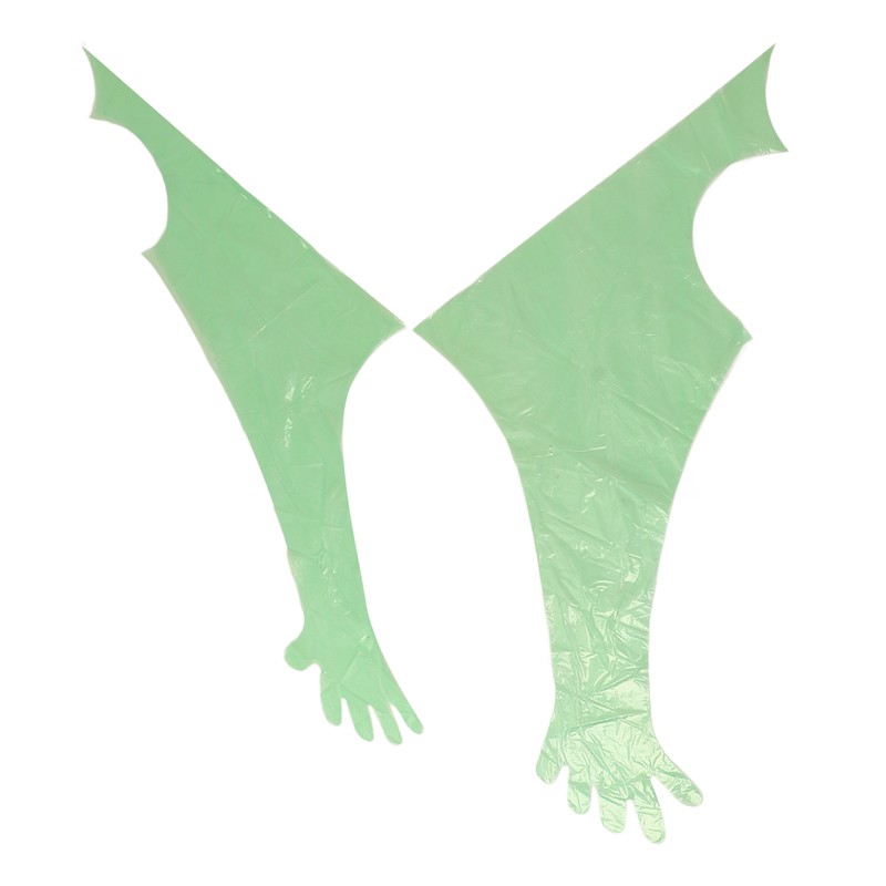 50Pcs Disposable Long Arm Glove PE Green Veterinary Examination Artificial