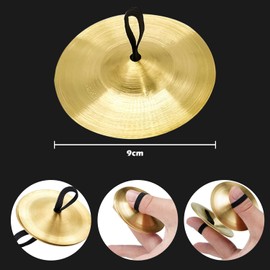 HAICN 2Pcs Finger Cymbals Gold Finger Cymbal Brass Belly Dance Finger Cymbal Musical Instrument Dancing Accessory Finger Musical Instrument for Dancer Party
