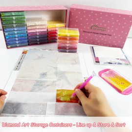 Lanzeyo Diamond Painting Storage Kit with 60 Large Lidded Clear Trays