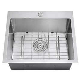 TSIBOMU 21 inch Kitchen Sink Drop in, 18 Gauge Stainless Steel Brushed Single Bowl Topmount Kitchen Sink with 1 Faucet Hole,D21" x W18" x H9"