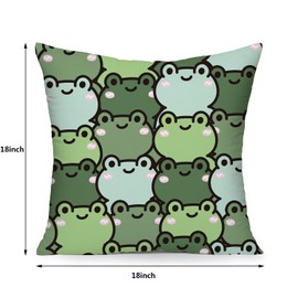 WEICOOM Pack of 2 Frog Pillow Cover, Soft Solid Decorative Square Throw Pillow Covers Set with Zipper for Couch Sofa Living Room Bedroom 18 x 18 Inch