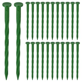 JMIATRY 100 Pack Plastic Edging Stakes 8 Inches Landscape Spikes Green Edging Steaks Landscape Anchoring Spikes Garden Landscaping Nails for Artificial Turf, Paver Edging, Weed Barriers,Tent