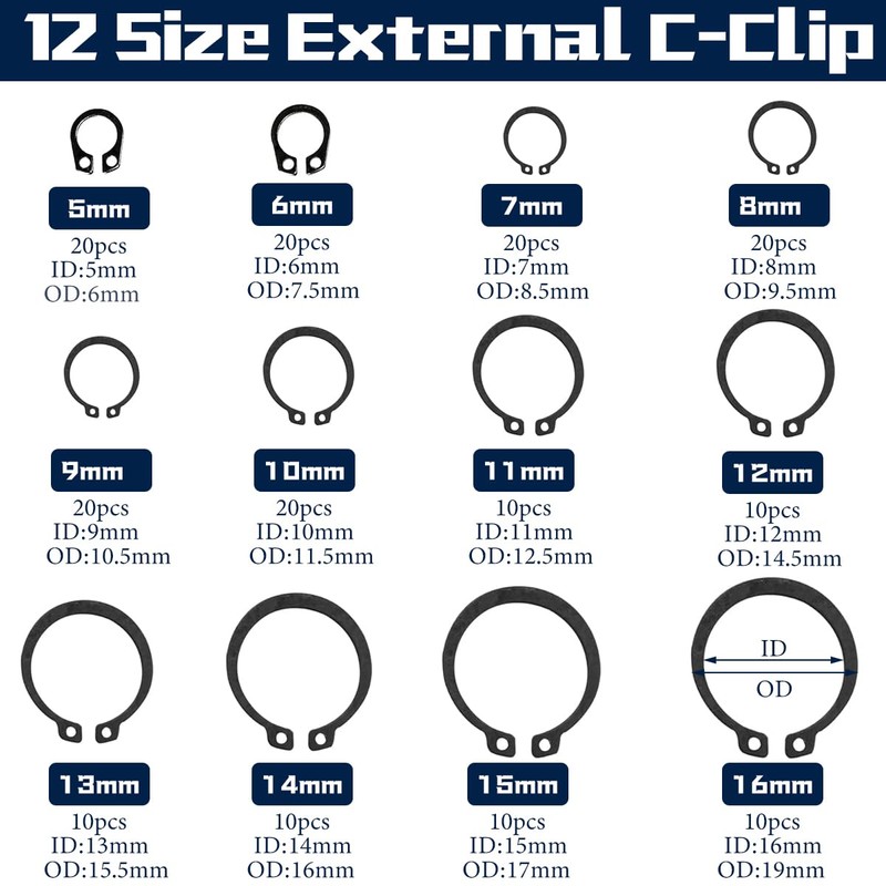 Keronah 360PCS 24 Sizes E-Clips Assortment Set(2mm-12mm) and Alloy Steel