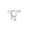 Crescent Moon Star Open Rings for Women Cubic Zirconia Dangle