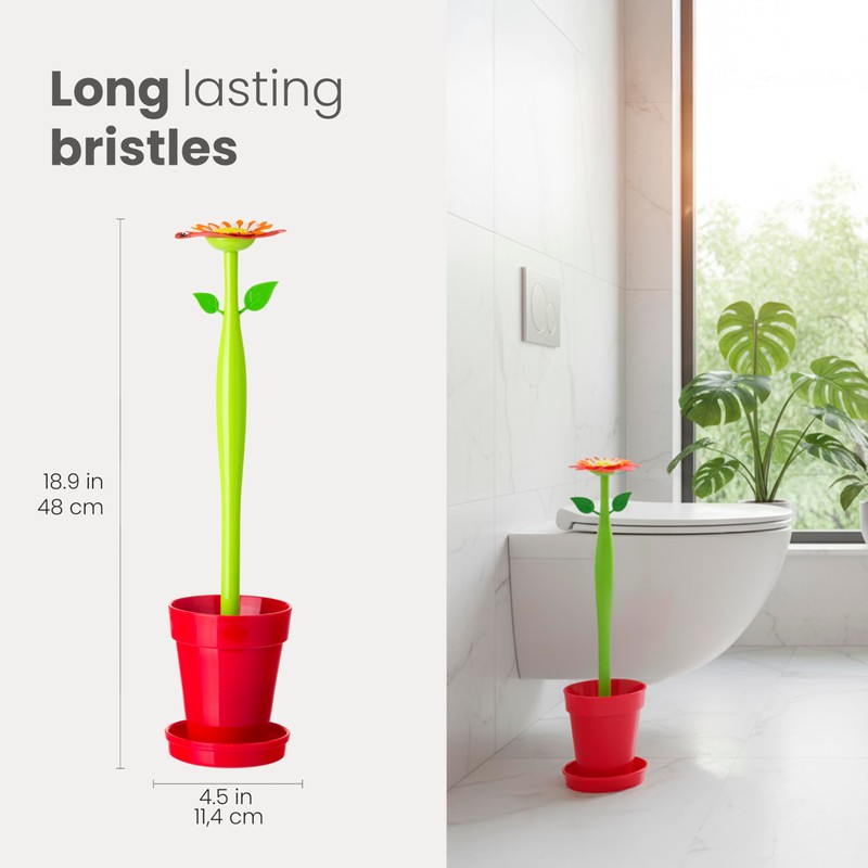 Vigar Flower Power Toilet Brush and Holder Set, Toilet Bowl
