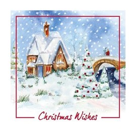 Eurowrap Assorted Christmas Cards Xmas Winter Home, 2 Designs Merry Christmas and Christmas Wishes - Pack of 12