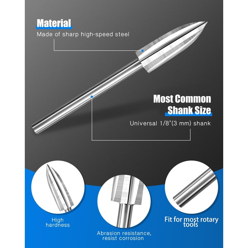 10 PCS Wood Carving Drill Bits Set for Dremel Router