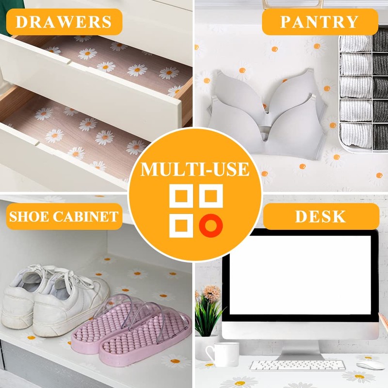 Fridge Liners,8 Pcs Daisy Fridge Shelf Liners Refrigerator Mats Drawer