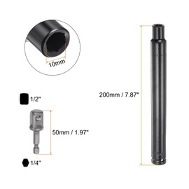 TA-VIGOR Extra Long Hollow Socket, 12mm x 200mm Deep Well Nut Driver with 1/4" Quick-Change Hex Shank, High Carbon Steel Impact Socket for Power Drill, HVAC & Overhead Work