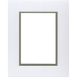 16x20 Double Acid Free White Core Picture Mats Cut for 11x14 Pictures in White and Moss Green