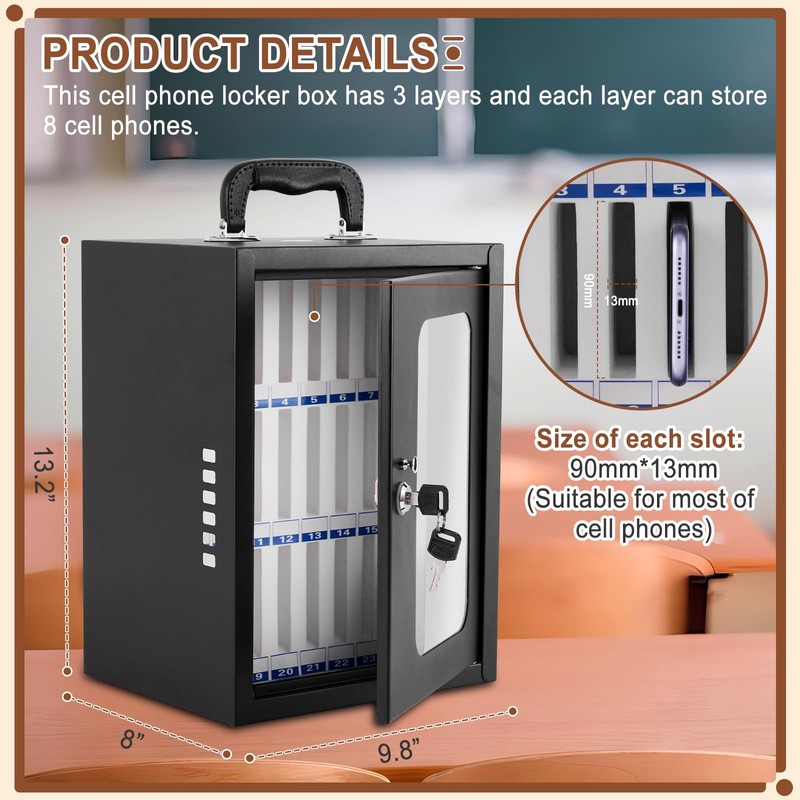 Consfly Cell Phone Locker Box, Thickened Steel Cell Phone Storage