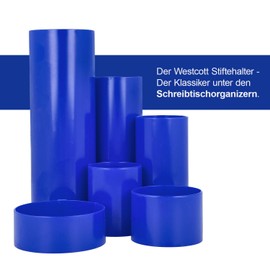 Westcott Pen Holder Blue | Pen Holder with 6 Round Compartments as Desk Organiser | Clear Storage of Pens and Office Accessories | E-744560 00