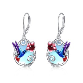 CRMAD Hummingbird Earrings for Women Sterling Silver Moonstone Leverback Earrings Hummmingbird Jewerly Gift for Women (moonstone)