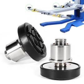 LEAPTREND 2pc 60mm Shaft Diameter Car Lift Rubber Tray, Screw-Up Lift Peg Pads with Telescopic Round Two-Hole Adapter, High Leg Pads and Heightening Feet
