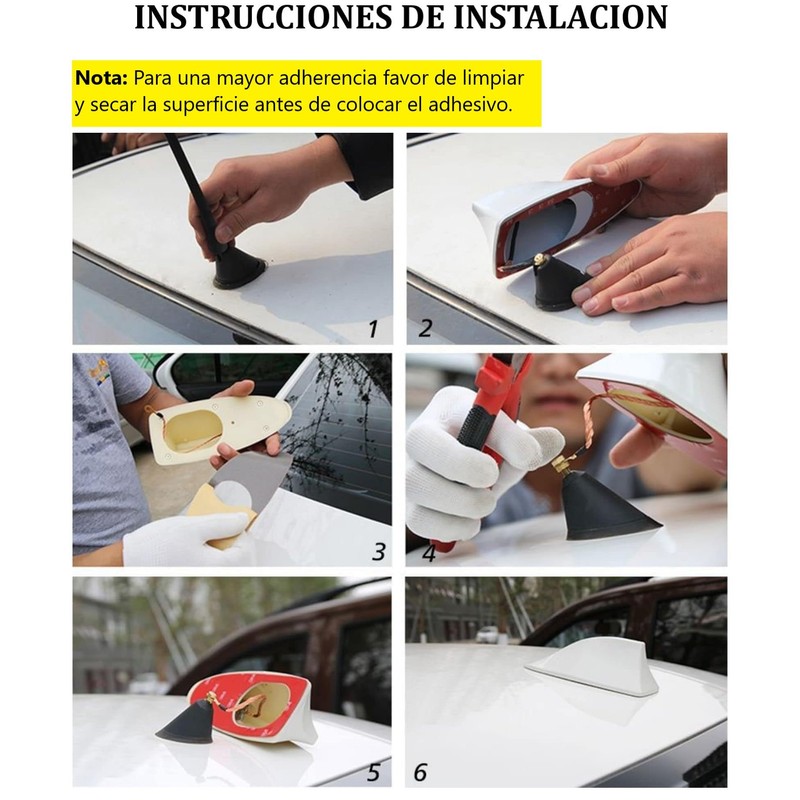 Vmingo Antena Aleta Tiburon Universal Radio FM/Am Señal Estereo (Fibra