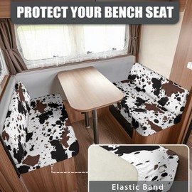 Tomeusey Rv Couch Cover Bench Cushion Cover Stretch Sofa Furniture Covers for RV Camper - Cow Hide Print Portable Camper Accessories for Inside Rv Sofa Protector