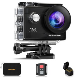 Apexcam Action Camera 4K Sports Cameras 20MP 40M 170°Wide-Angle WiFi Waterproof Underwater Camera with 2.4G Remote Control 2 Batteries 2.0'' LCD Ultra HD Camera with Mounting Accessories Kit