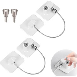 Pack of 2 Child Safety Cabinet Fridge Lock Window Lock Child Safety Door Child Pet Safety Cabinet Lock for Fridges, Washing Machines, Child Safety Window (White)