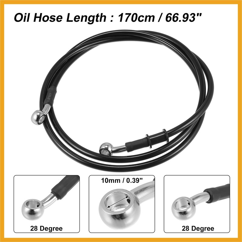 Partuto 170cm 66.93" Motorcycle Braided Brake Clutch Oil Hoses Pipe