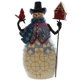 Enesco Jim Shore Heartwood Creek Snowman-Cardinal and Birdhouse Figurine, 7.875-Inch