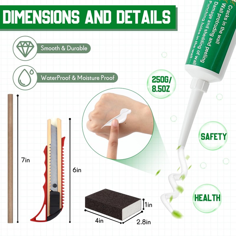 22 Pcs Drywall Repair Kit with 16x16x1/2 Drywall Repair Panel,