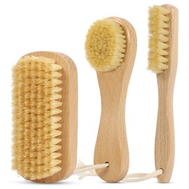 DEBETOOL 3-Piece Laundry Brush for Stains on Clothes, Gentle Boar Bristl