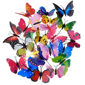 20 Stück Garten Schmetterlinge Stangen und 4 Stück Libellen Stangen Garten Ornamente für Hof Patio Party Dekorationen, Insgesamt 24 Stück (Normal)