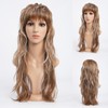 SeclitWu 80s 90s Retro Light Brown with Highlight Mullet Wigs